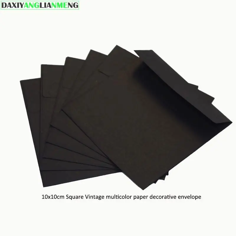 

100PCS/LOT 10x10cm Square Vintage Kraft Multicolor Ordinary Invitation Paper Decorative Wedding Envelope VIP/bank/postcard