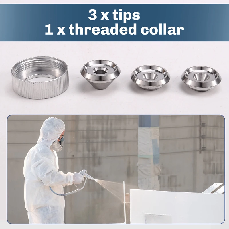 Texture Sprayer Orifice Tip Set 3 Nozzle Tips Threaded Collar For Wal-Board Drywall Texture-Pro 200 Hopper Machine