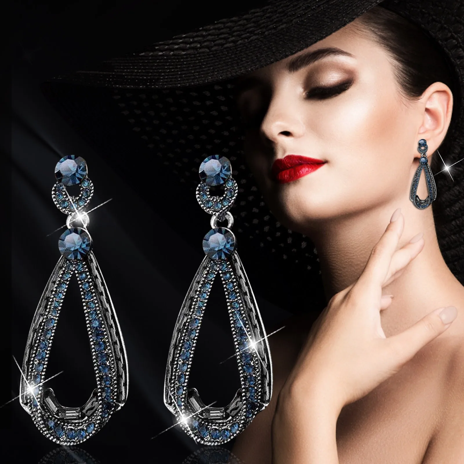 

Ретро капли воды полые стразы серьги тонкой на крючках, элегантное, в ретро стиле, набор из Серебряные серьги в виде змеи обручи гвоздики Пче...