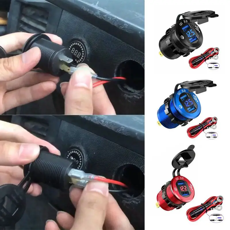 

Быстрая зарядка 3,0 36 Вт автомобильное зарядное устройство с двумя USB-портами QC3.0 водонепроницаемое быстрое зарядное устройство для мотоцикл...