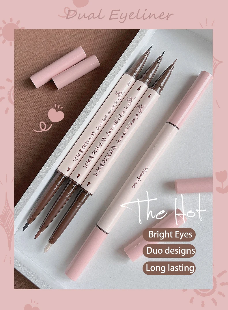 

Коричневая гелевая подводка для глаз 2 в 1, карандаш, ультратонкая жидкая подводка для глаз, гладкая, с высоким пигментом, гелевая ручка для шелкопряда, стойкий макияж глаз