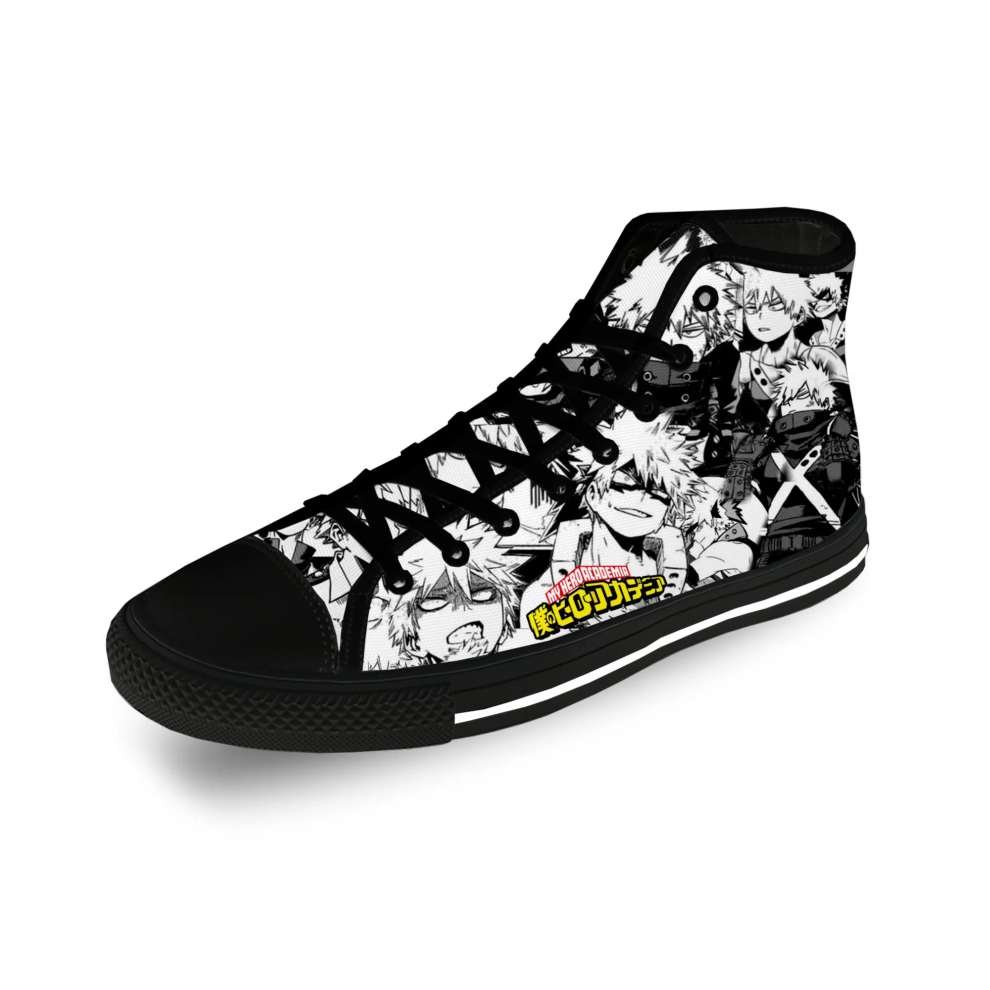 

Повседневные тканевые высокие кеды Bakugou Katsuki с 3D принтом Аниме Boku No My Hero академия, мужские и женские дышащие кроссовки