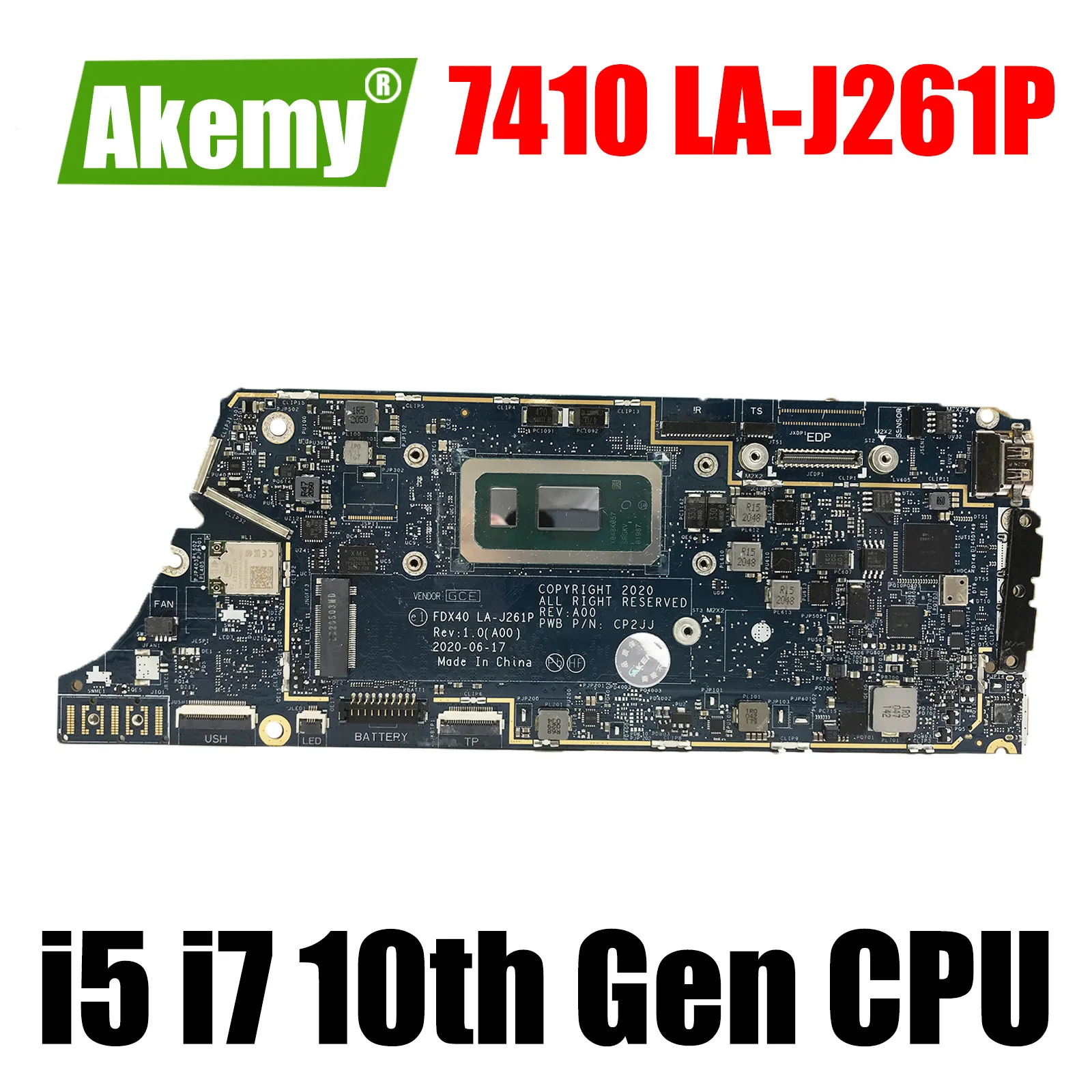 

For DELL Latitude 7410 Laptop Motherboard FDX40 LA-J261P CN-00N7RN CN-0GYV1X CN-0YX7GT CN-0XF8WR CN-0Y9HCW CN-0YKPPF mainboard