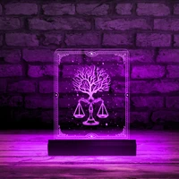 tree with scale of justice law office professional desk display sign light up led balance symbol sign of libra constellation art