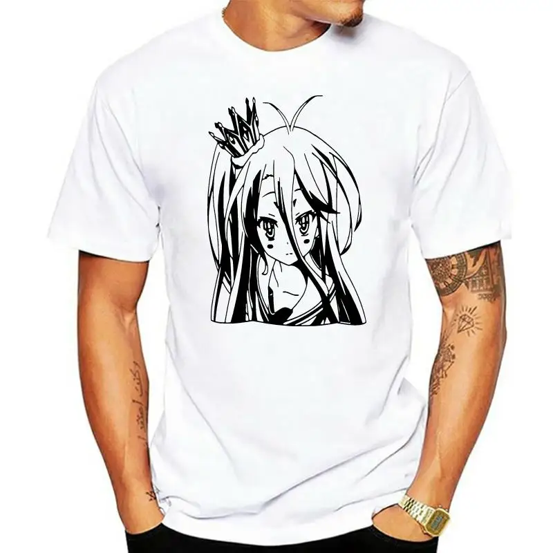 

Футболка Shiro мужская хлопковая, винтажная тенниска с надписью «No Game No Life», модная одежда с короткими рукавами, идея подарка