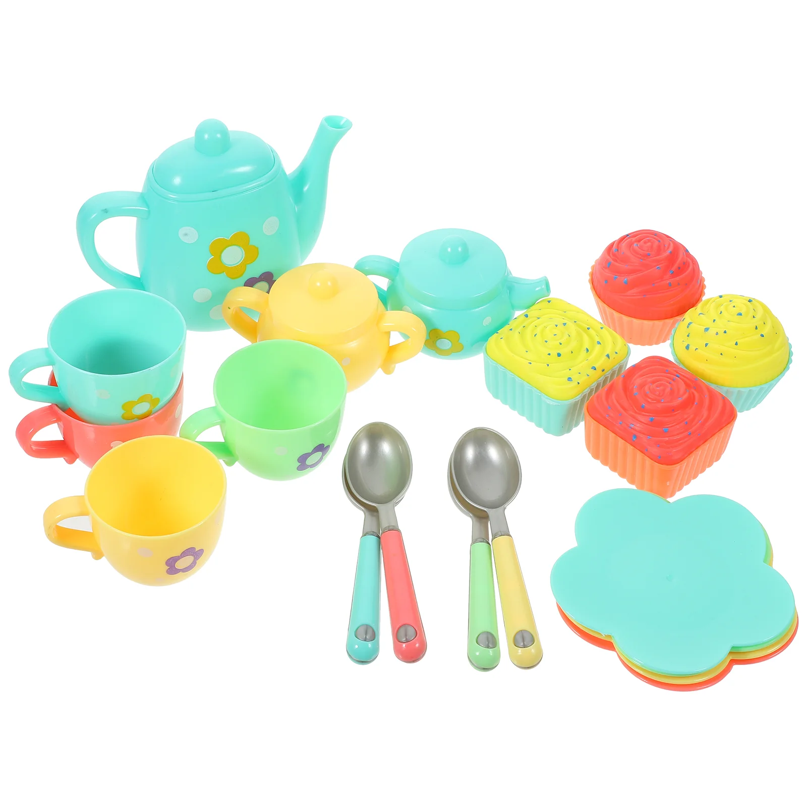 

1 Set of Toddler Plastic Tea Set Play Kitchen Accessories Play Food Playset Kids Tea Party Accessories