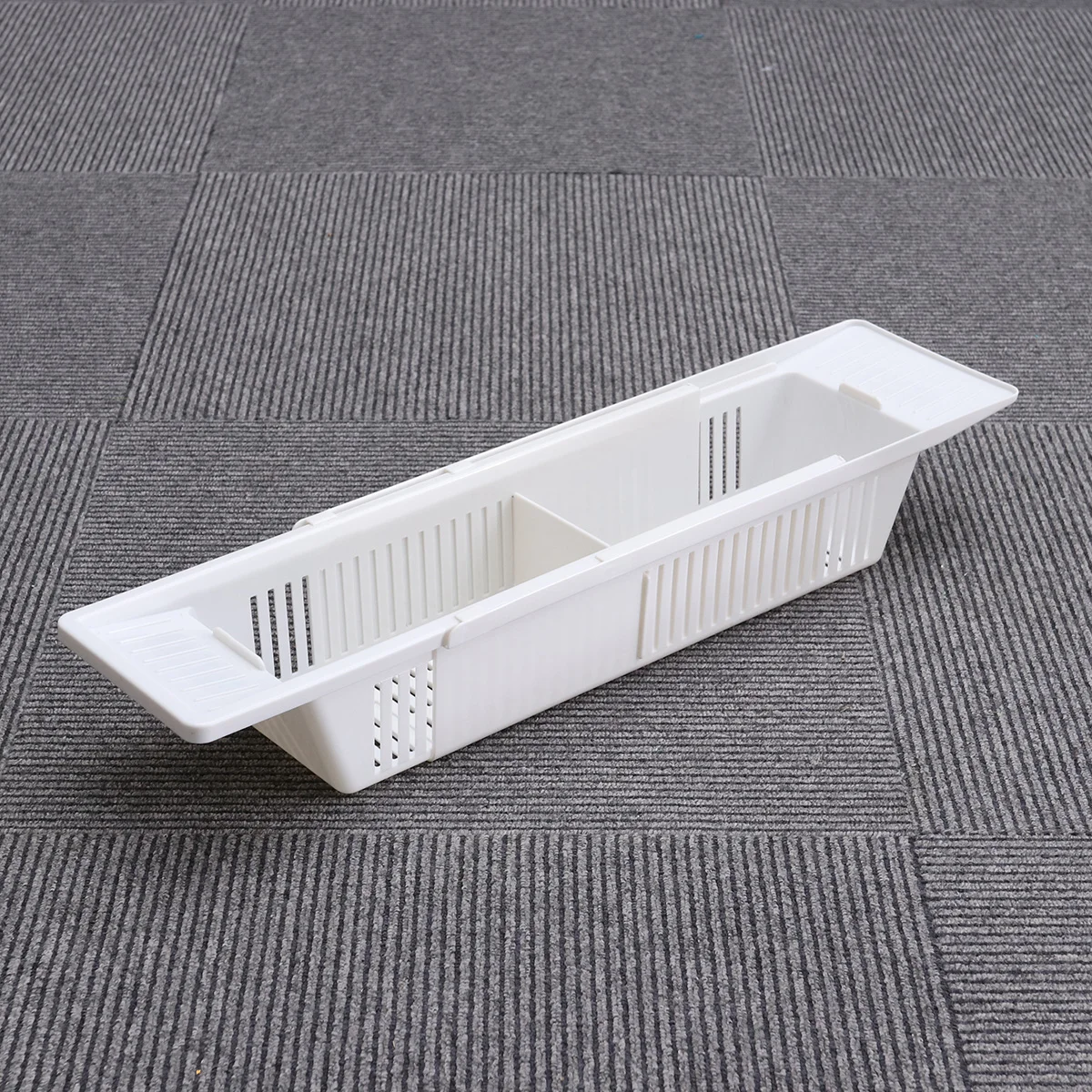 

White Serving Tray Bathtub Caddy Tray Colander Expandable Bath Shelf Toiletries Storage Basket Bathtub Organizer