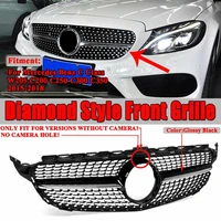 c200 car front bumper grille grill for mercedes for benz c class w205 c200 c250 c300 c350 2015 2018 diamond style racing grills