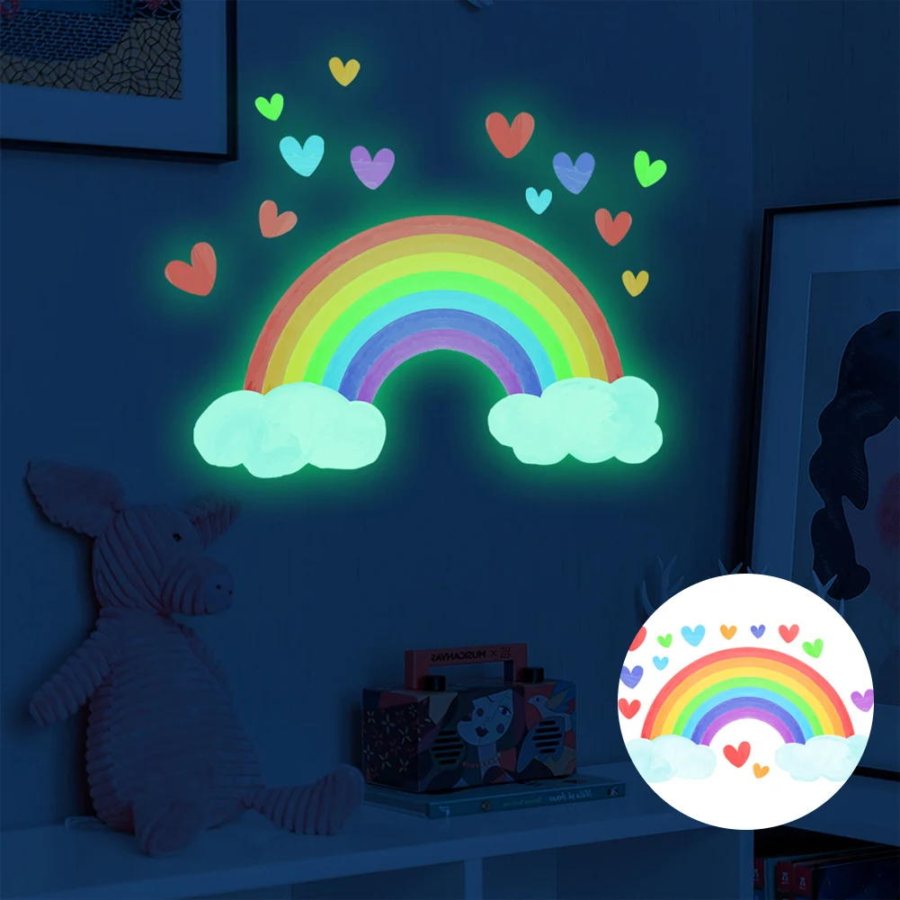 

Cartoon Rainbow Clouds Luminous Wall Sticker For Baby Kids Room Bedroom Home Decoration Wallpaper Glow In The Dark Stickers