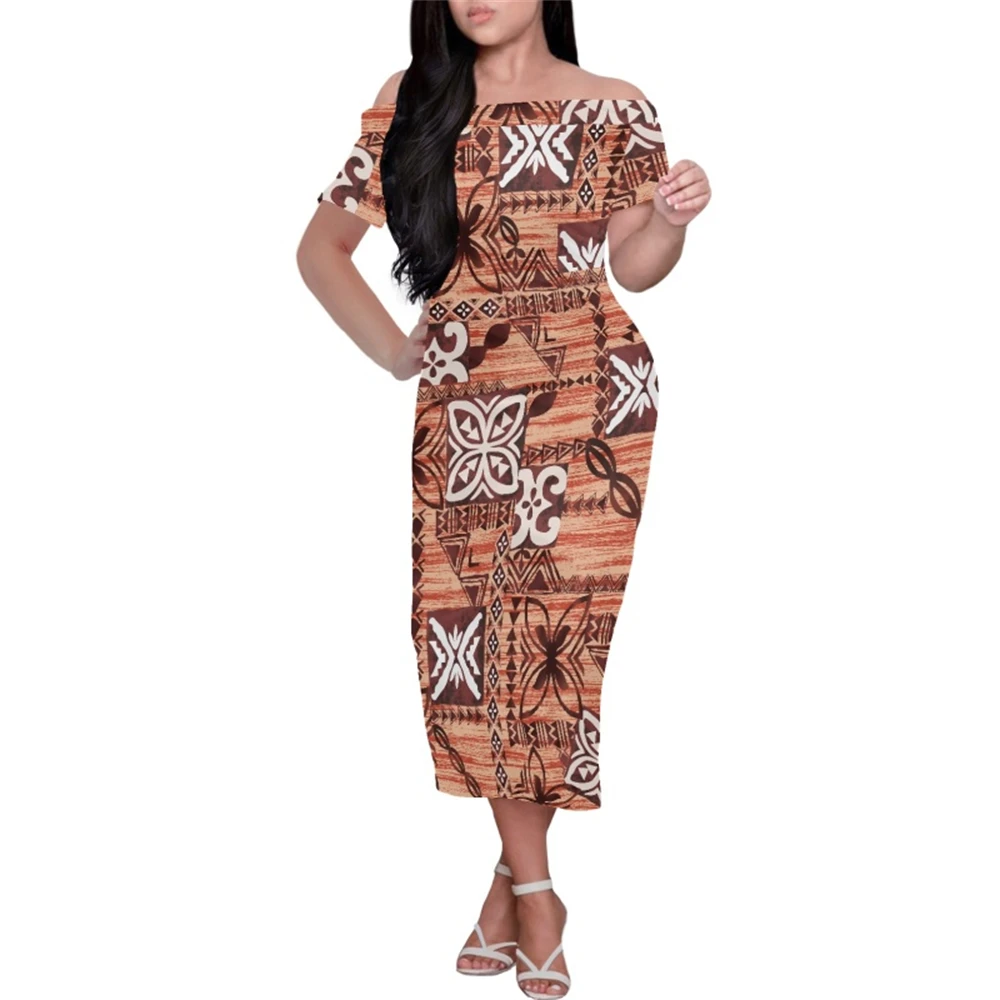 

Повседневное платье, полинезийская этническая одежда, коричневое платье Tongan самоанское с цветочным принтом на заказ, Длинные Сексуальные в...