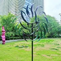 iron windmill colorful willow leaves dual direction wind spinner outdoor garden lawn decor rotating windmill ornaments