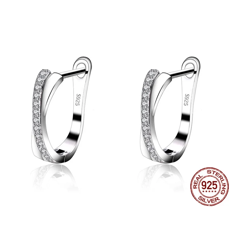 

Серьги-кольца из серебра 925 пробы с цирконом
