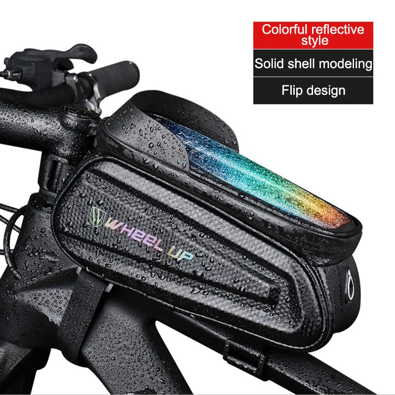 

Rainproof Bike Bag Bicycle Front Tube Cycling Bag Cell Phone Holder with Top Tube Cycling Reflective Touchscreen MTB Accessories