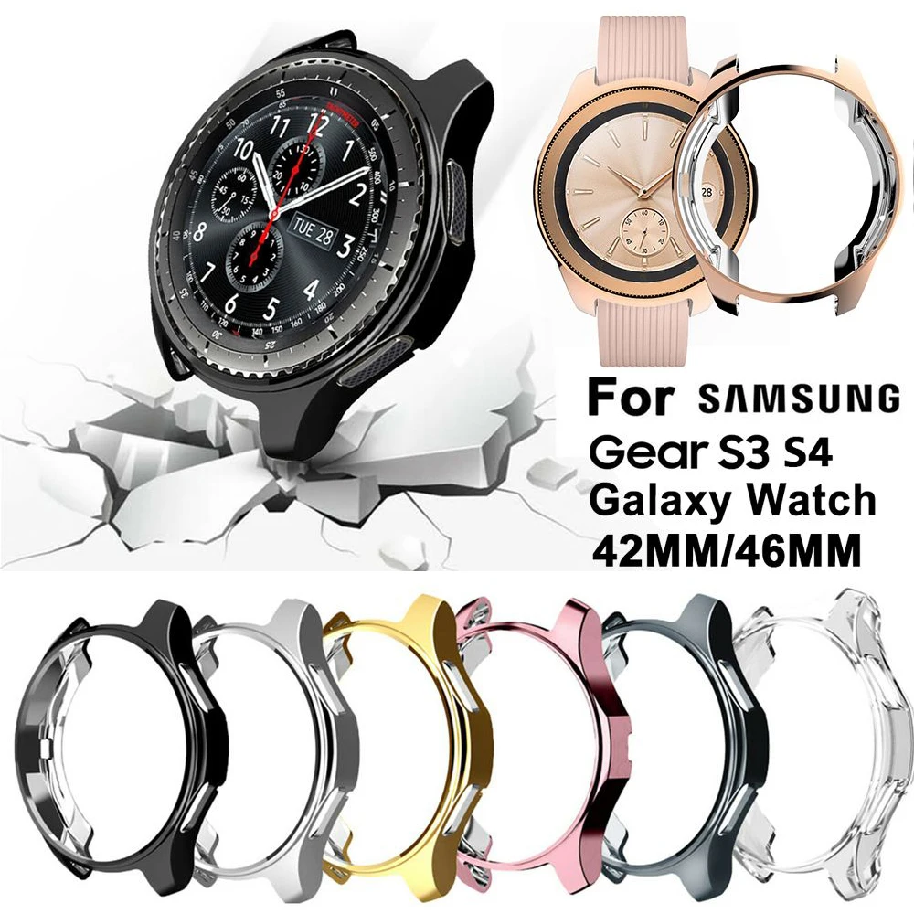 Чехол для Samsung Galaxy Watch 46 мм/42 мм ремешок из ТПУ с покрытием Защитная крышка экрана