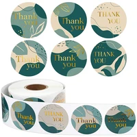 green thank you sticker for stationery business gift packing decoration round cute seals label sticker wedding holiday supplies