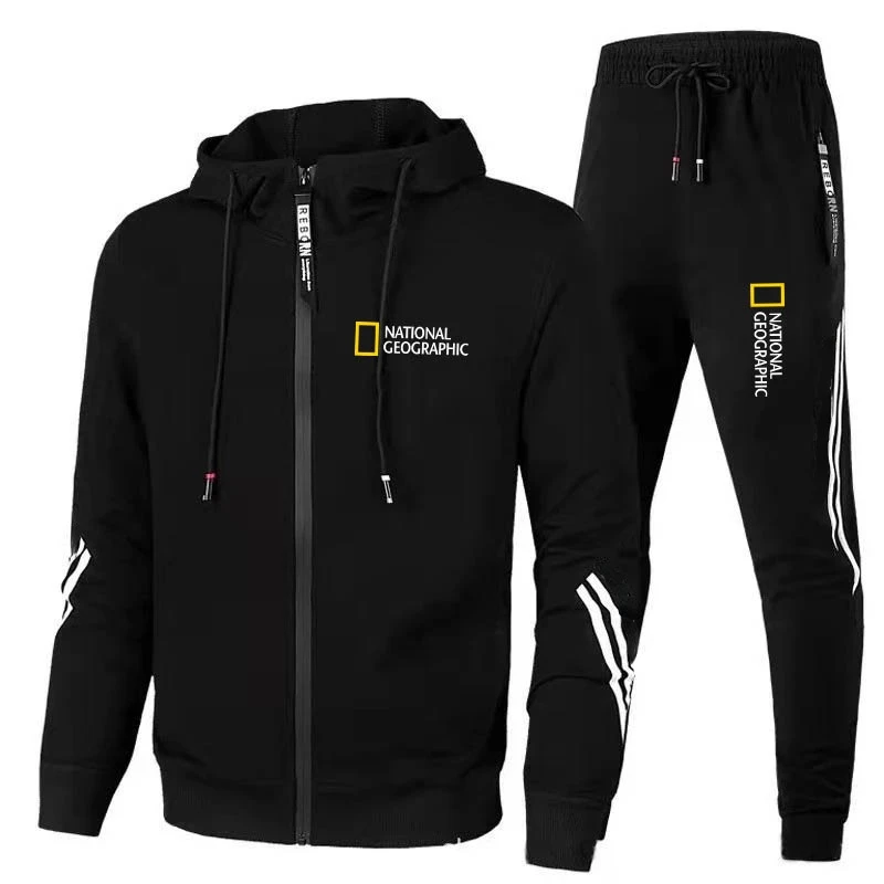 

New Men Casual Sets Jogger Tracksuit Zipper Hoodies+Pants 2PC Sets Men's Sportswear Sport Suit Clothing