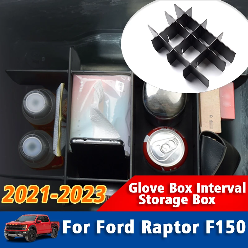 

For Ford F150 2021 2022 2023 Car Glove Box Interval Storage Box Interior Styling Decoration Accessories Co-Pilot Storage Box
