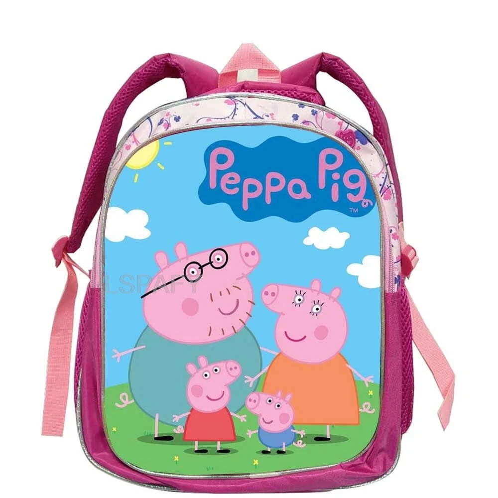 Фото Школьные сумки Peppa Pig, детские сумки для книг, рюкзаки с принтом Peppa Pig для детского сада, розовые школьные сумки с мультяшными рисунками для девочек от 1 до 5 лет №1