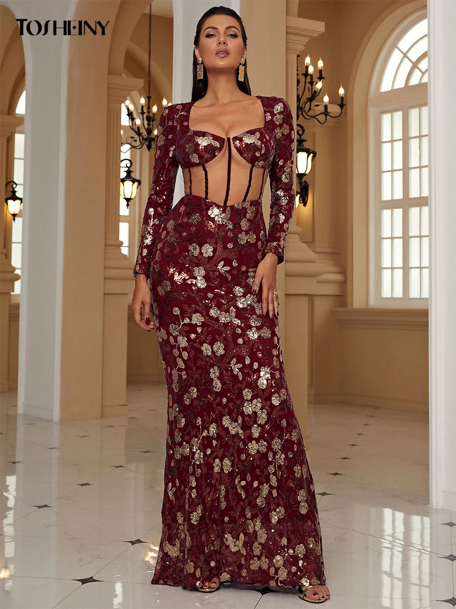 Tosheiny сексуальное вечернее платье для вечерние милое с блестками выпускного