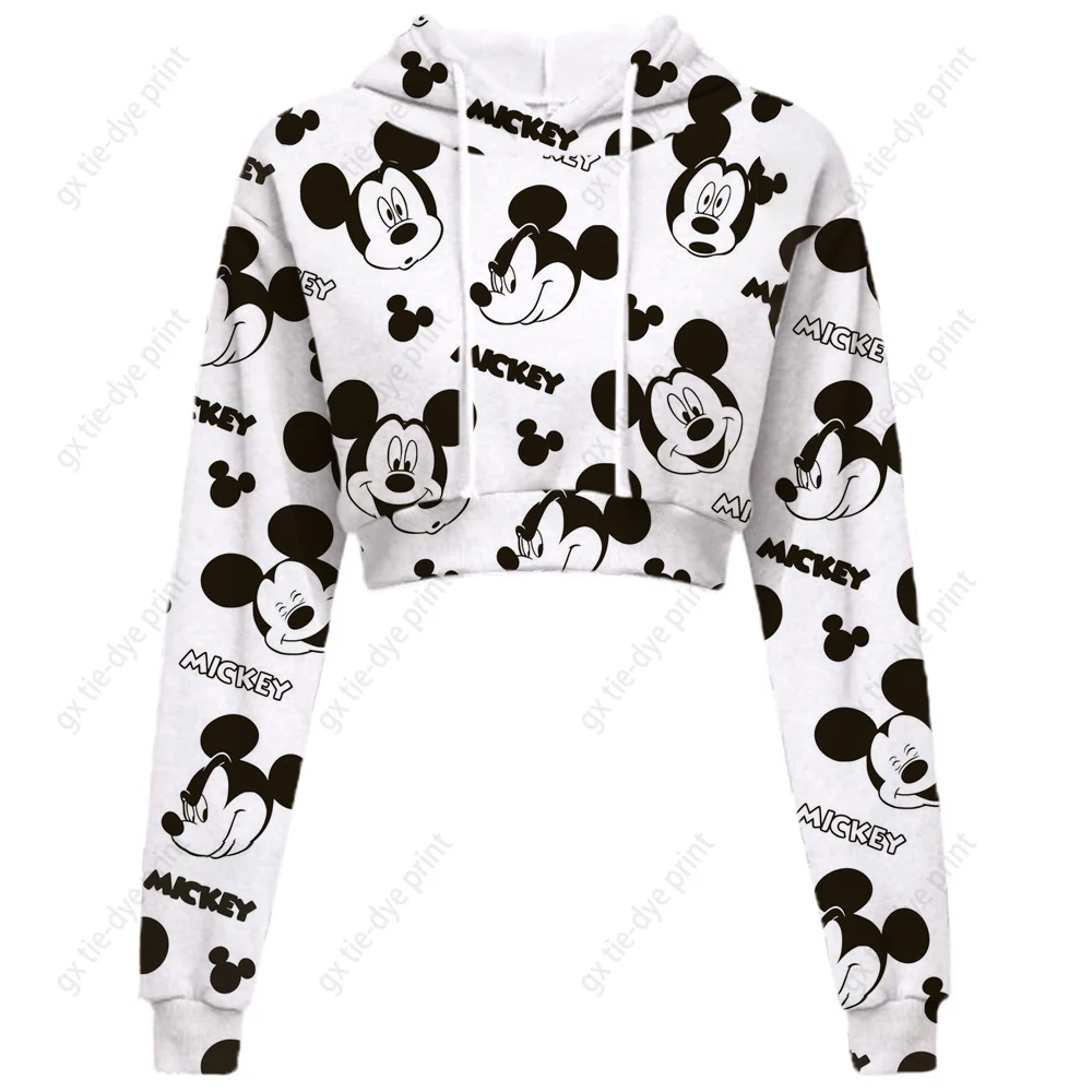 

Женская Короткая Толстовка с капюшоном и принтом Микки Мауса