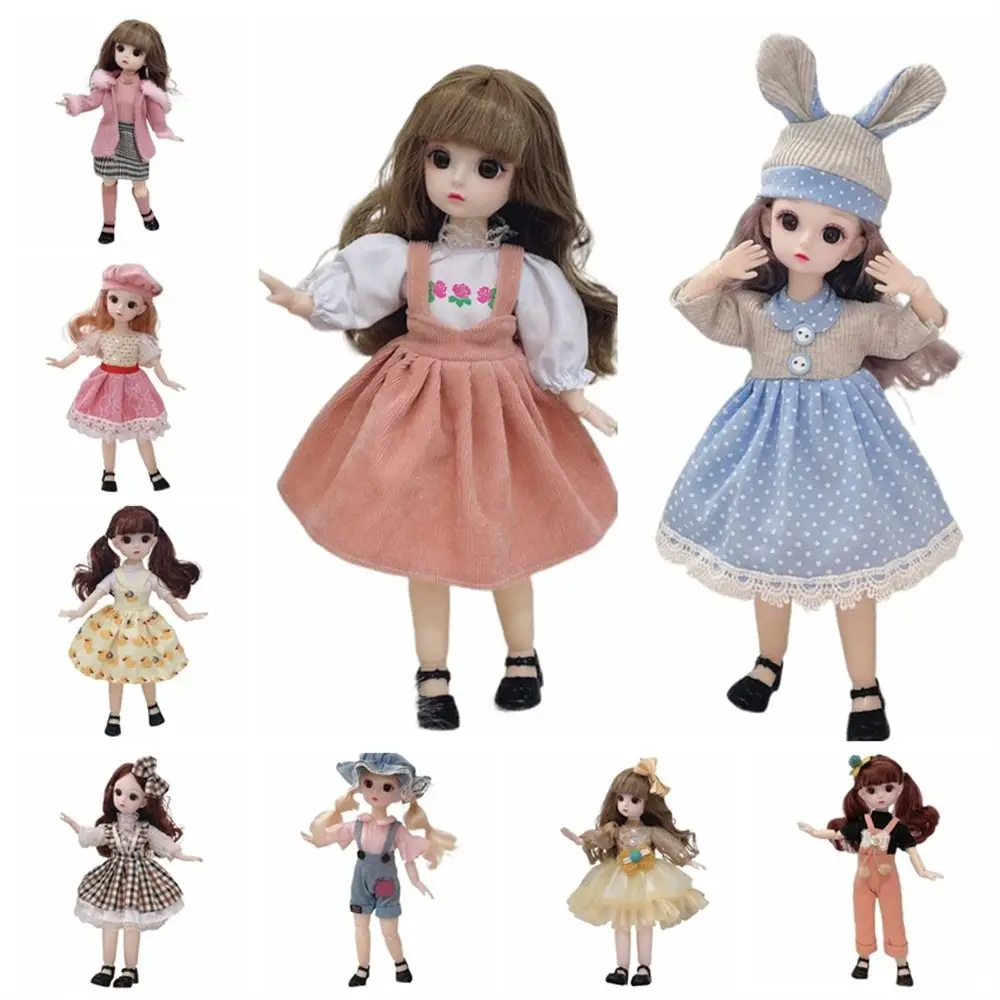 

Brown Eyes 30cm Bjd Doll with Clothes Shoes 12 Moveable Joints Doll Girl Toy Dress Up Long Wig Girl's Dress Dolls Kids Toys