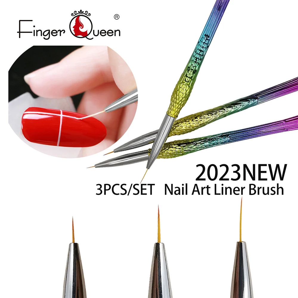 3Pcs French Stripe Nail Art Liner Brush Set DIY Drawing Pen 3D Tips Line Stripes UV Gel Brushes Painting Pen Manicure Tools