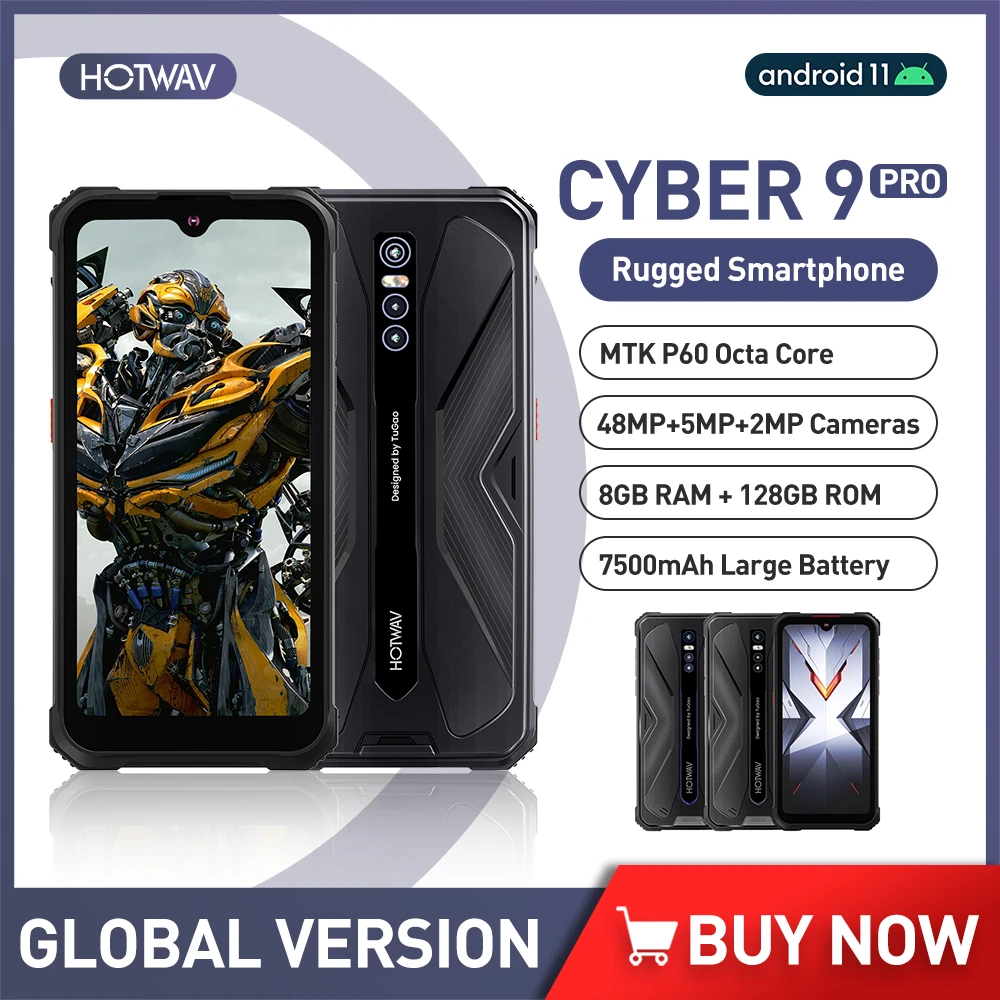 HOTWAV Cyber 9 Pro смартфон Helio P60 8 ГБ 128 мобильный телефон 6 3 дюйма Android 11 48MP + 5MP 2MP камера