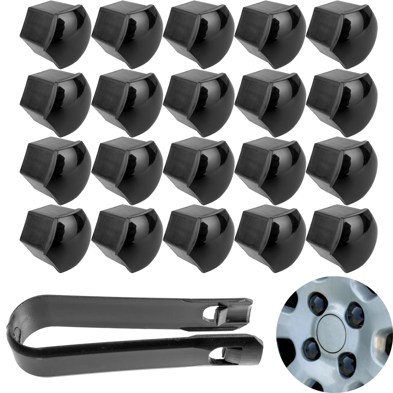 

20pcs Black Car Hub Screw Cover Wheel Nut Bolt Rims Nuts + Removal Tool Car Accessories Wheel Bolt Dust Covers