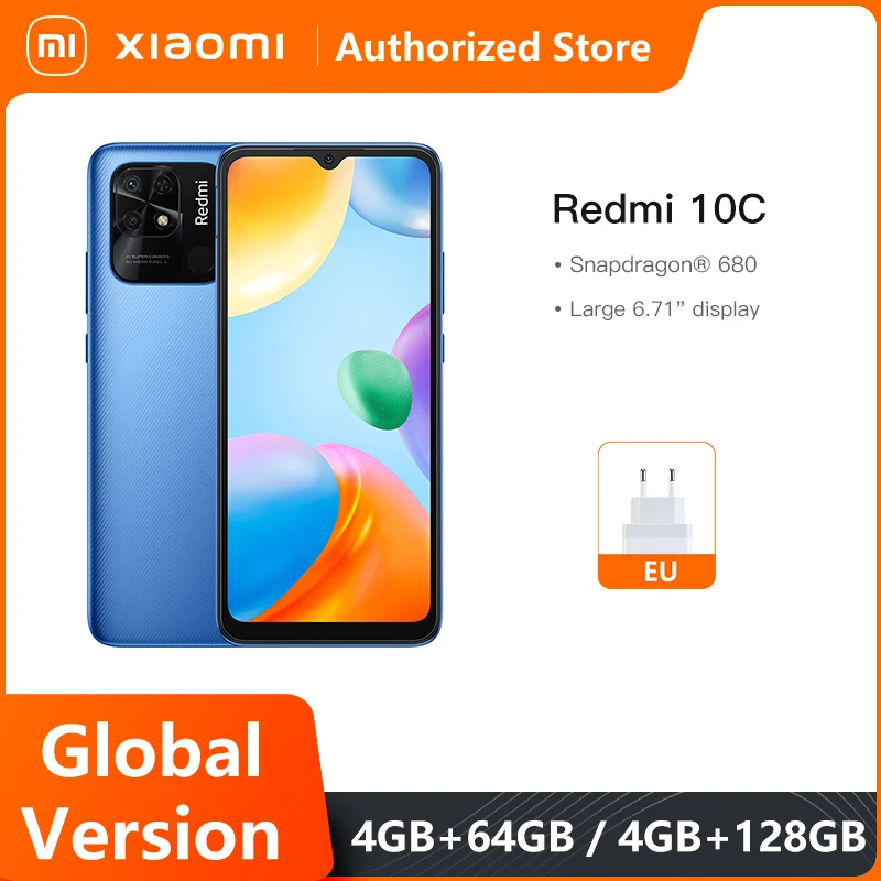 

Смартфон Xiaomi Redmi 10C, 4 Гб 64 ГБ/4 ГБ 128 ГБ, Восьмиядерный процессор Snapdragon 680, дисплей 6,71 дюйма, задняя камера 50 МП, 5000 мАч
