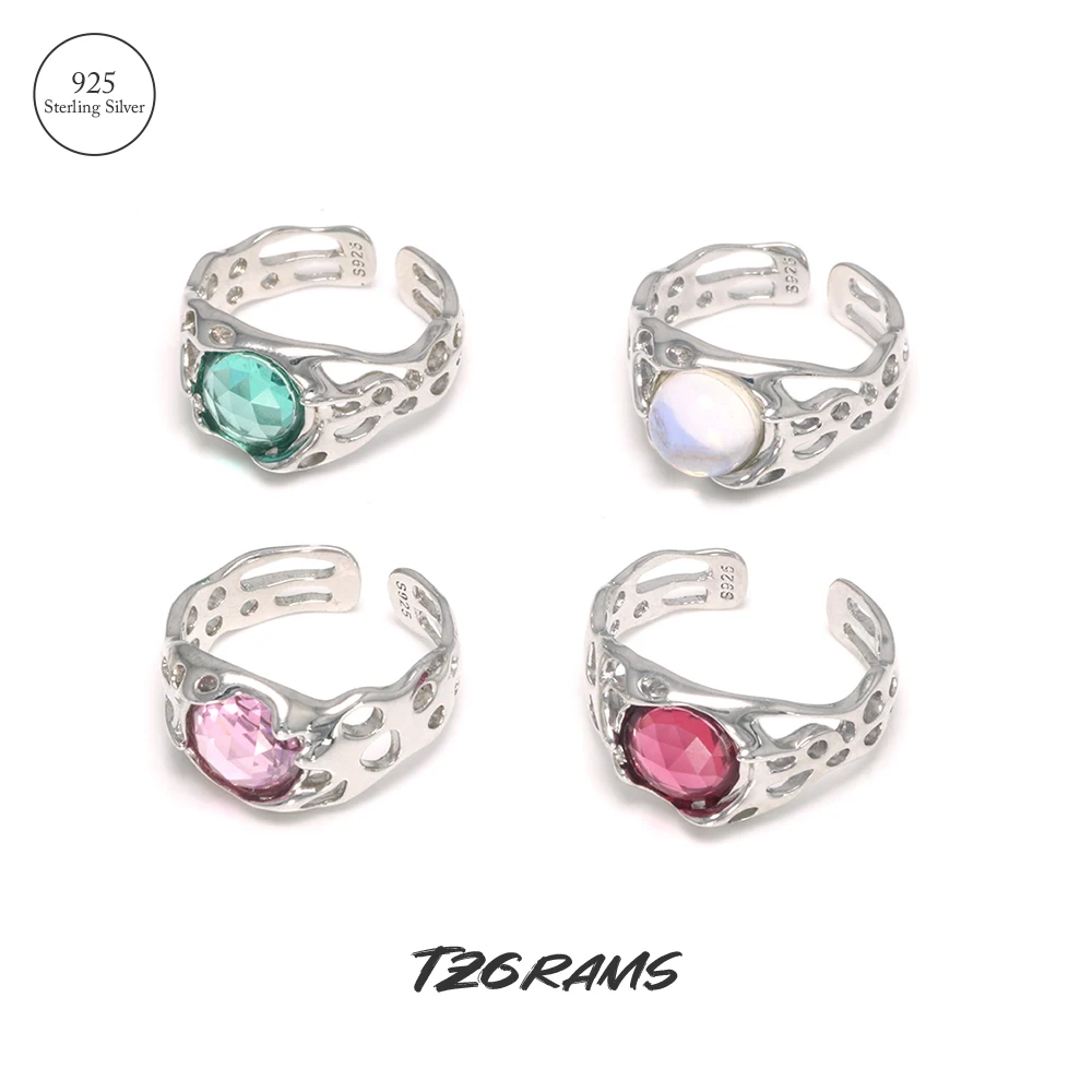 

100% 925 Real Silver Simple Rings With Opal Women Elegant Silver Jewelry Adjustable High Quality Fine Jewellery