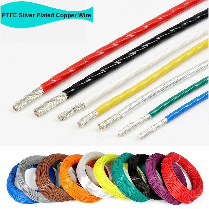 1/5 м провод из ПТФЭ высокой чистоты OFC посеребренная электронная линия 30 ~ 10AWG DIY