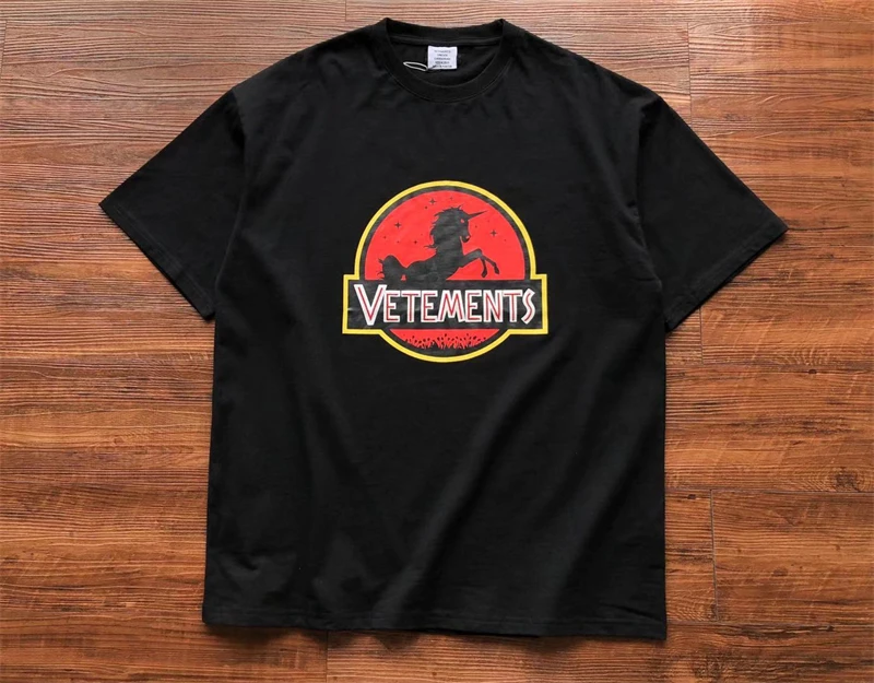 

23SS Vetements Unicorn Embroidered Logo T-shirt Men Women 1:1 Best Quality Heavy Fabric T Shirt Top Tees Deadpool Fashion