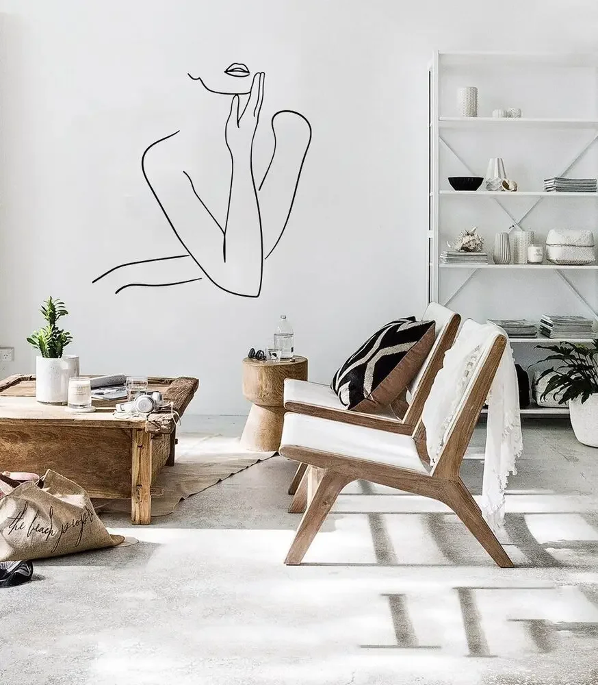 Красивая женщина рисунок линии стикер на стену комната девушки ванная салон