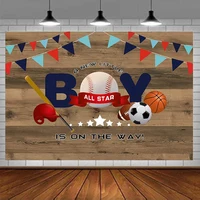 Baseball Boy Shower Backdrop A New Little Boy is On The Way Rustic Wood Wall Background Welcome Baby Birthday Sports Party Decor