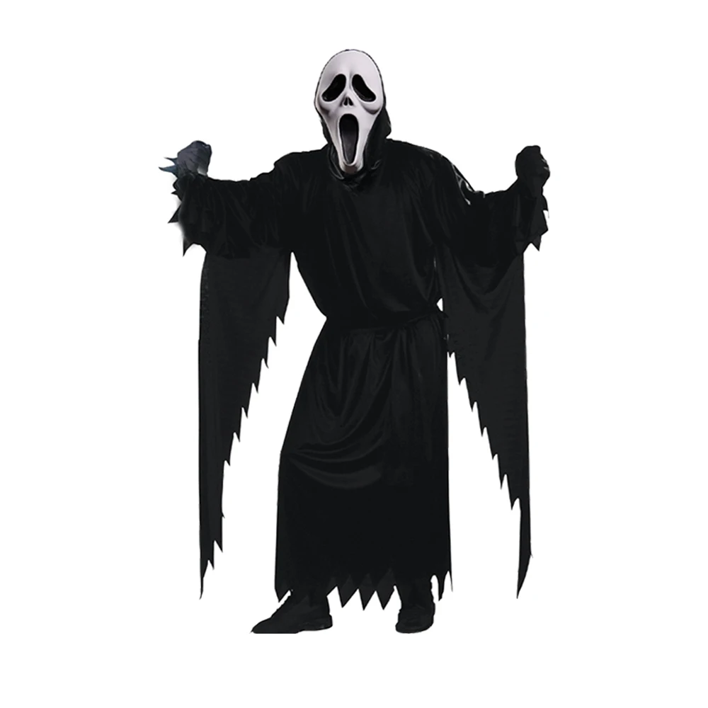 

New Kid Adult Scream 6 Mask Costume Ghost Face Skull Cosplay Horror Demon Killer Black Cloak Halloween Carvinal Party Robe Props