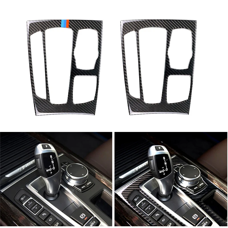 

For BMW X5 X6 F15 F16 2014 2015 2016 2017 Carbon Fiber Gear Shift Panel Frame Cover Sticker Trim