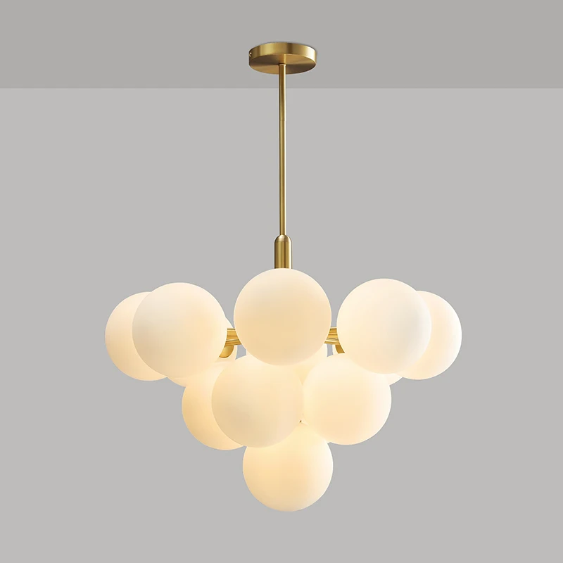 

Nordic Creative Art Decor Bubble Glass Ball LED Pendant Light Ins Romantic Designer Dining Room All Copper Lampbody Hanging Lamp