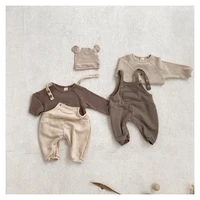 2022 summer new infant pure color overalls toddler cotton outwear suspenders jumpsuit baby girl sleeveless fashion pocket romper