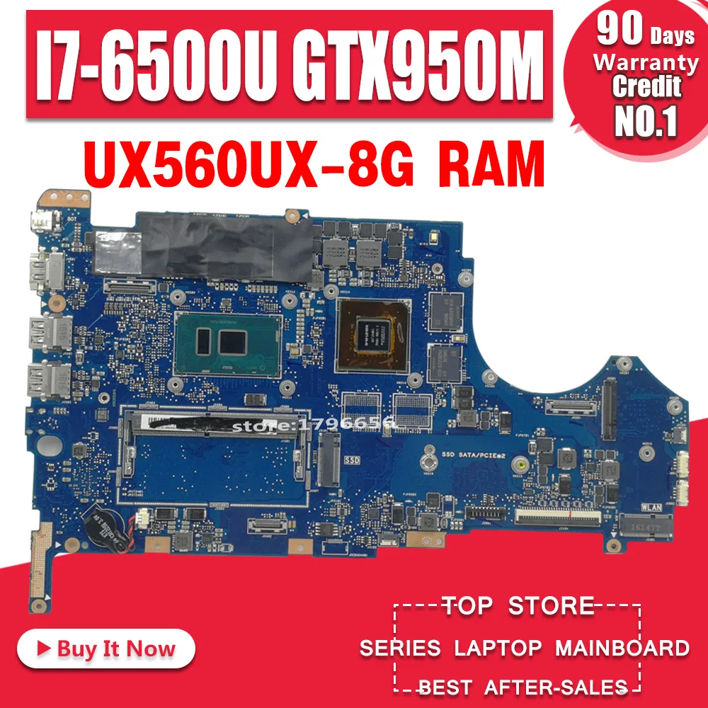 

UX560UX mainboard For Asus UX560U UX560UQK UX560UQ UX560UX Q534U Q534UX Q534UQ laptop motherboard I7-6500CPU 8G RAM GTX950M/2GB