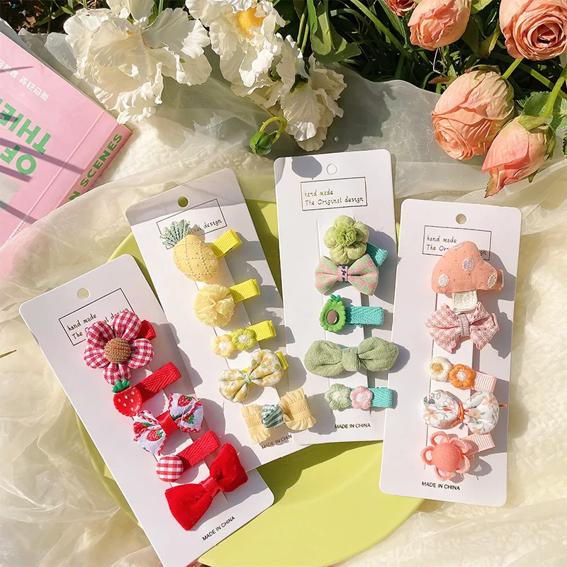 

5PCS/Set Hair Pins Cute Baby Hairpin Children's Hair Pin Less Hair Baby Side Clip Bow Headwear Jewelry Accessories for Girls