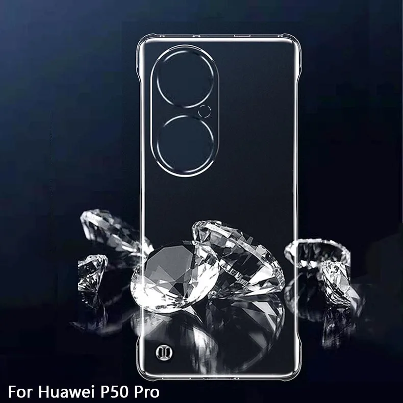

2Pcs Ultra Thin Clear Frameless Phone Case For Huawei P50E P50 Pro Anti Scratch Hard PC Back Camera Protector Shell Funda DIY
