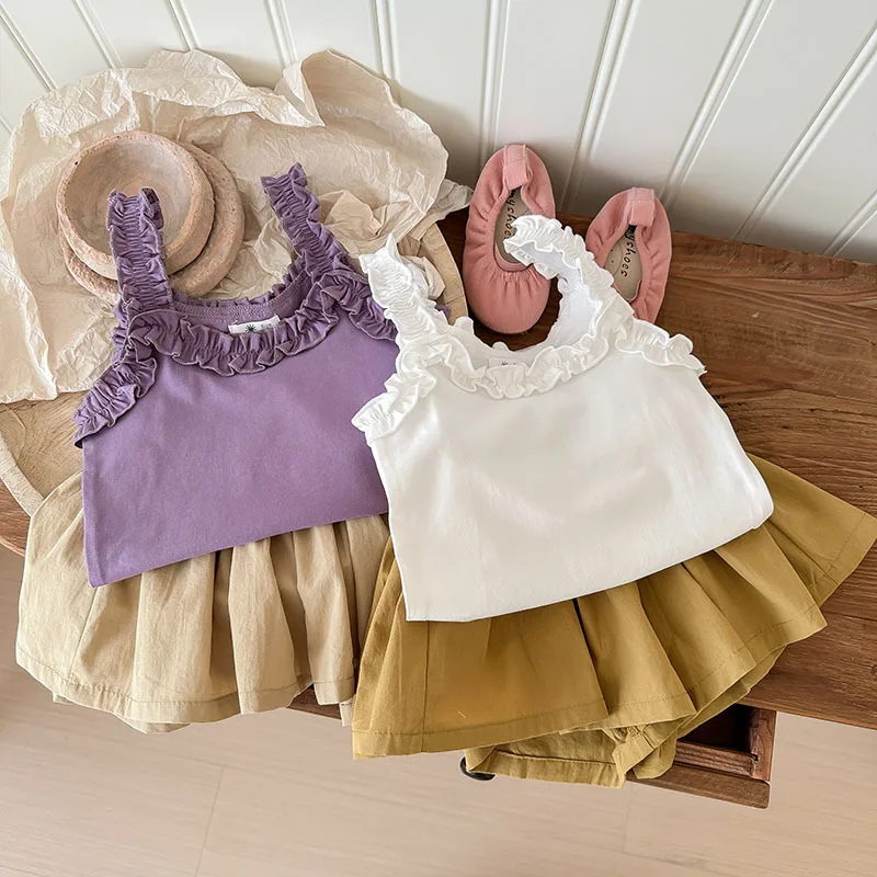 Детские комплекты летняя кофта для девочек с корейским рисунком листьев лотоса