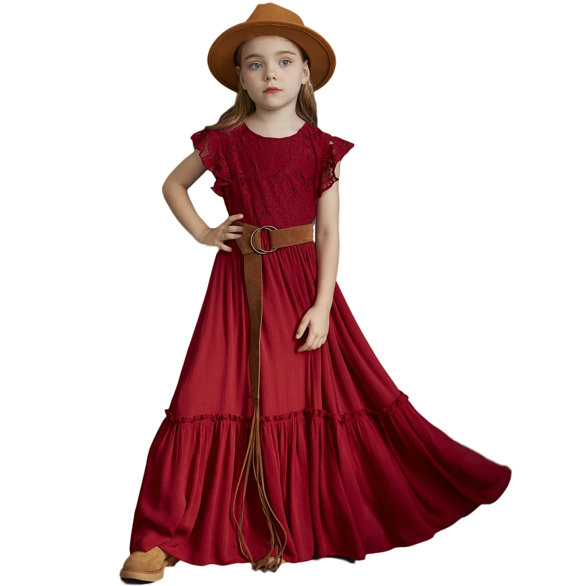 

Girls Lace Cotton Bohemia Dresses Baby Kids Flower Wedding Princess Party Dress Vestidos Costume Children Clothes 4 6 8 10 12 14