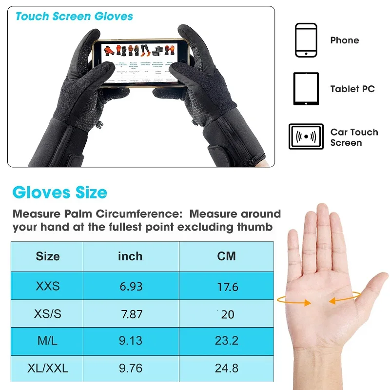 Зимние ветрозащитные мотоциклетные перчатки мужские с подогревом для спорта
