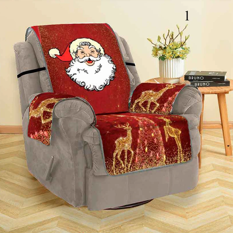 

3 Sizes Multi-seat Sofa Cover Christmas Old Man Moose Model Sofa Cover Non-slip Printed Sofa Cushion Single Two-seat Seat Covers