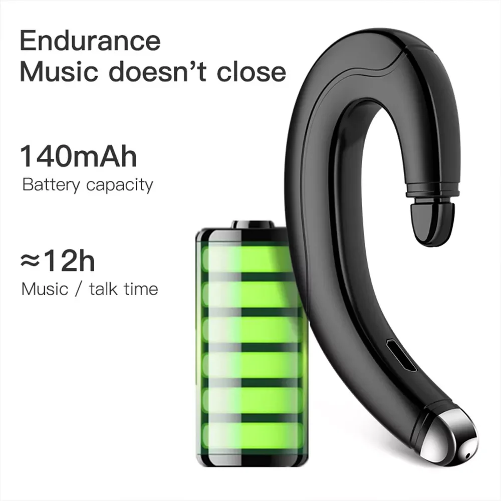 

Bone Conduction Bluetooth Headset Portable Universal Unilateral Handsfree Wireless Hanging Ear Mobile Phone Call Sport Earphone