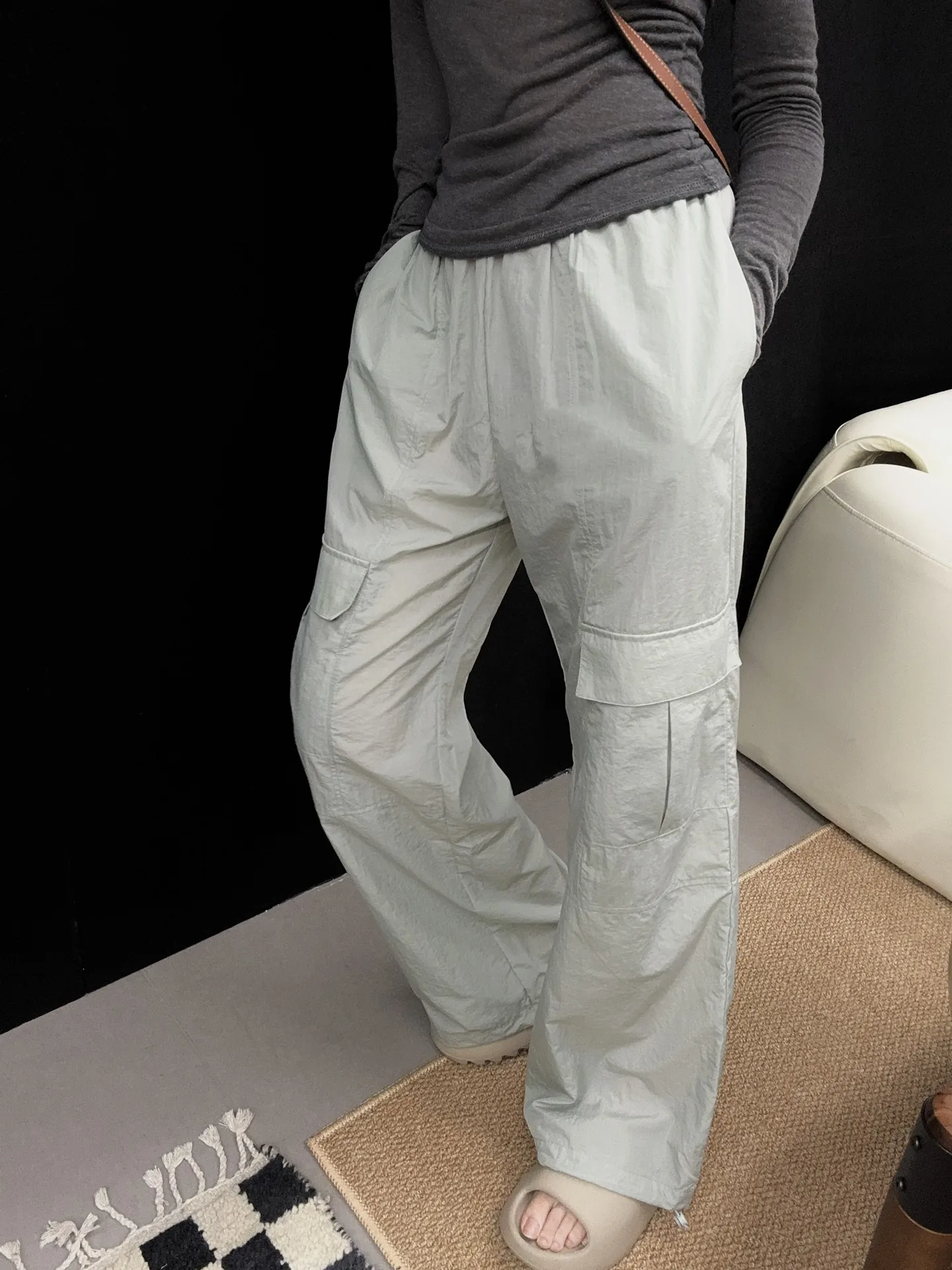 2023 spring and summer women's clothing fashion new Straight cargo pants 0428