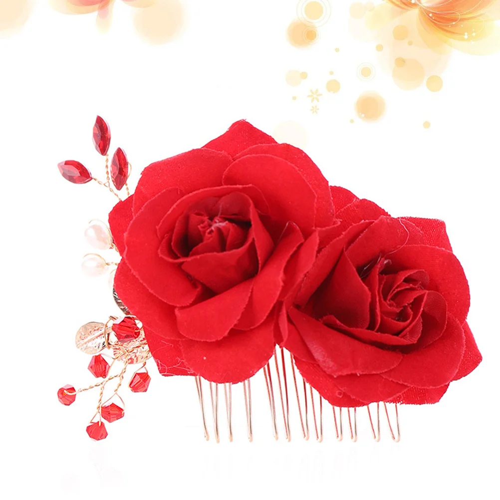 

1pc Bridal Hair Comb Cloth Rose Hair Clip Flower Headdress Wedding Hair Accessories for Women
