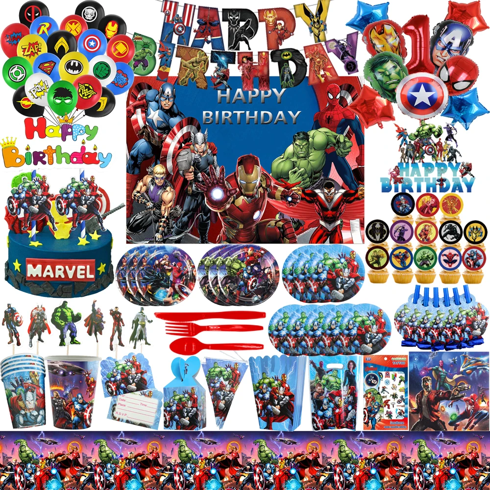 

Disney Superhero Alliance Theme Boy Birthday Party Decorations Paper Tableware Banner Balloon Party Supplies For Kild Babyshower