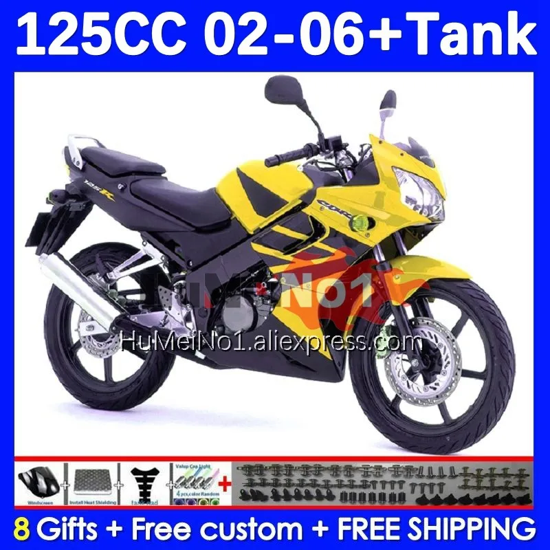 

+ Бак для HONDA yellow stock CBR125R CBR-125R 02 03 2004 2005 2006 124No.163 CBR125RR CBR 125CC 125R 2002 2003 04 05 06 обтекатели